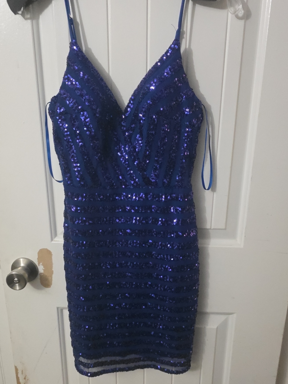 Royal Blue Sequin Spaghetti Strap Mini Dress